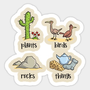 Plats, birds, rocks, things Sticker